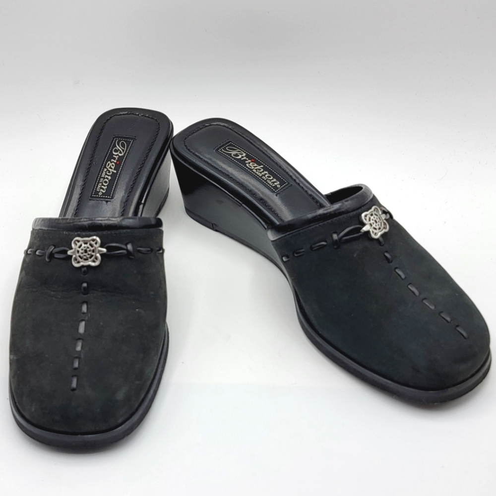 Brighton Black Nubuck Suede Mules Size 9.5. #1329
